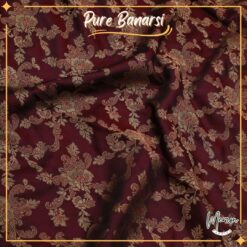 Pure Banarsi Gulab Jhaal Maroon Jamawar Fabric