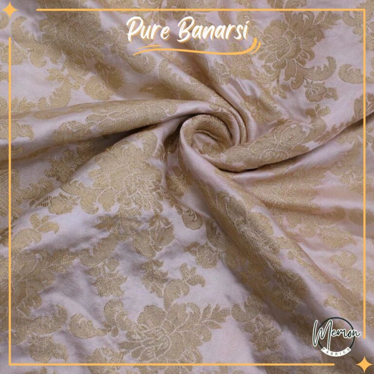Pure Banarsi Gulab Jhaal White Jamawar Fabric