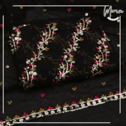 Unstitched 2 Piece Black Chiffon Dress A-118