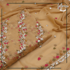 Unstitched 3 Piece Fawn Chiffon Dress A-125