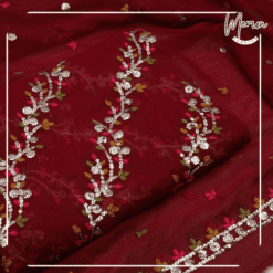 Unstitched 3 Piece Maroon Chiffon Dress A-126