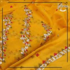 Unstitched 3 Piece Yellow Chiffon Dress A-122