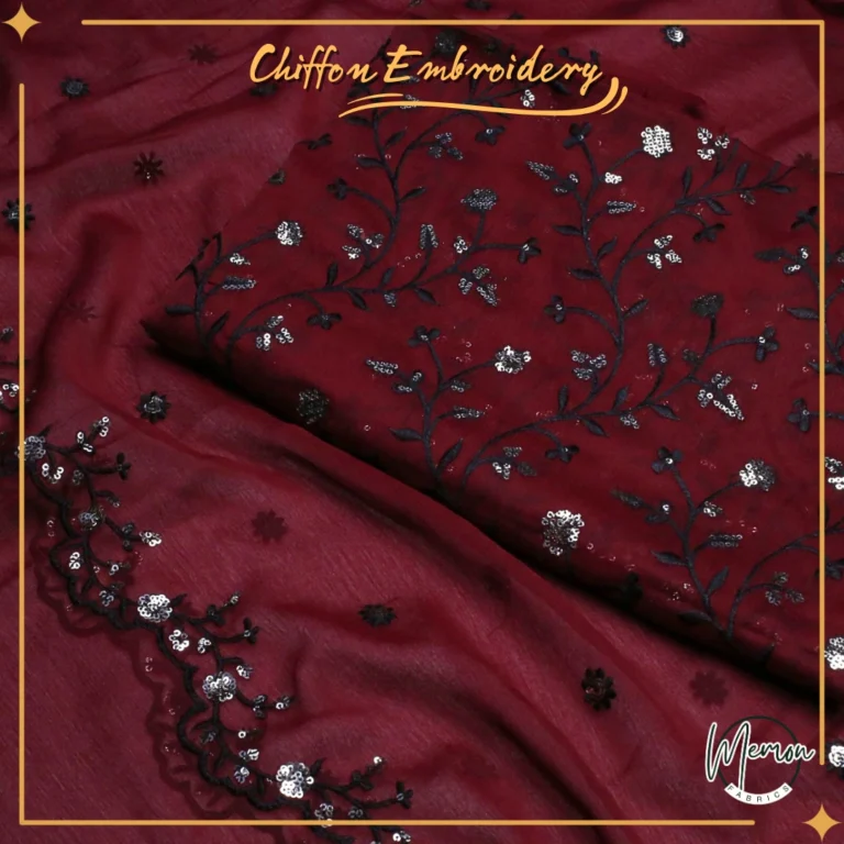 Zeenat Sequines Maroon Chiffon 3 Piece Suit B-17