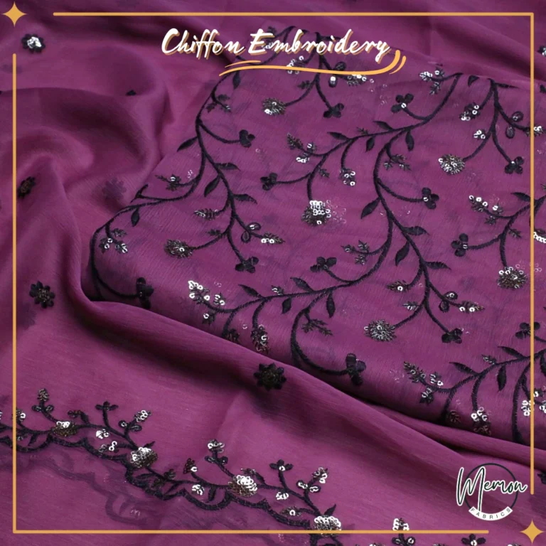 Zeenat Sequines Plum Purple Chiffon 3 Piece Suit B-19